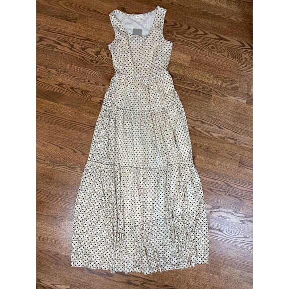 Anthropologie Womens Cream Lace Polka Dot Maxi Dress‎ Size Small Prairie Tiered - Picture 6 of 10